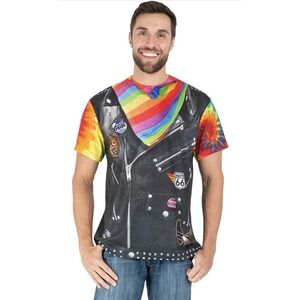 short sleeve t-shirt rainbow gay pride Biker, Ride Free Costume-mens size XL
